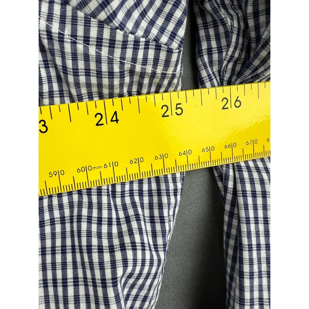 Banana Republic Shirt Mens XL Slim Fit Blue Gingham Wrinkle Resistant Excellent